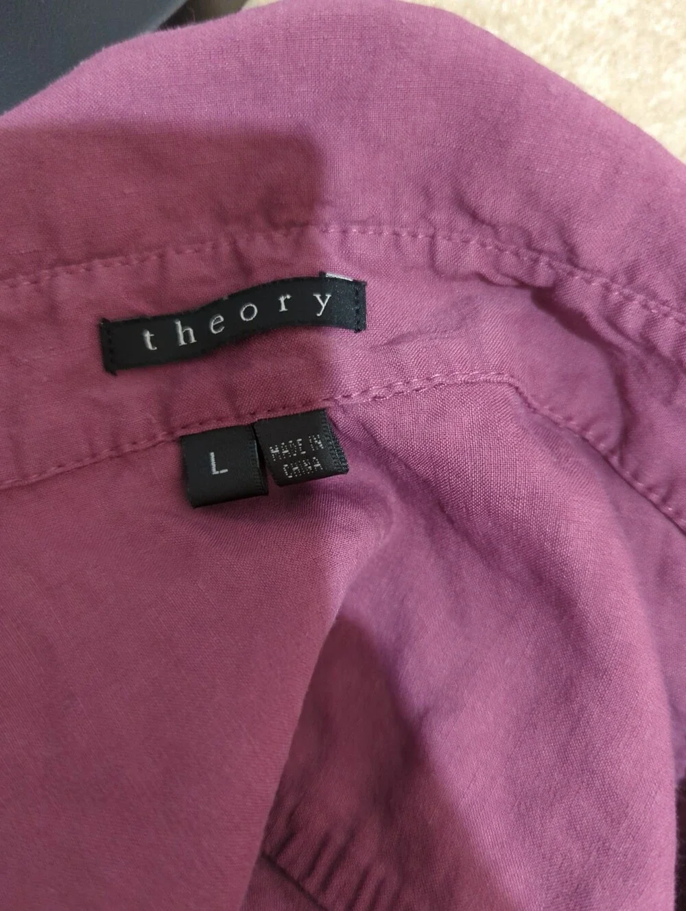 Theory Purple Long Sleeved Shirt Size L
